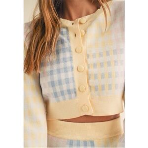 Mable pastel yellow plaid cardigan. M/L